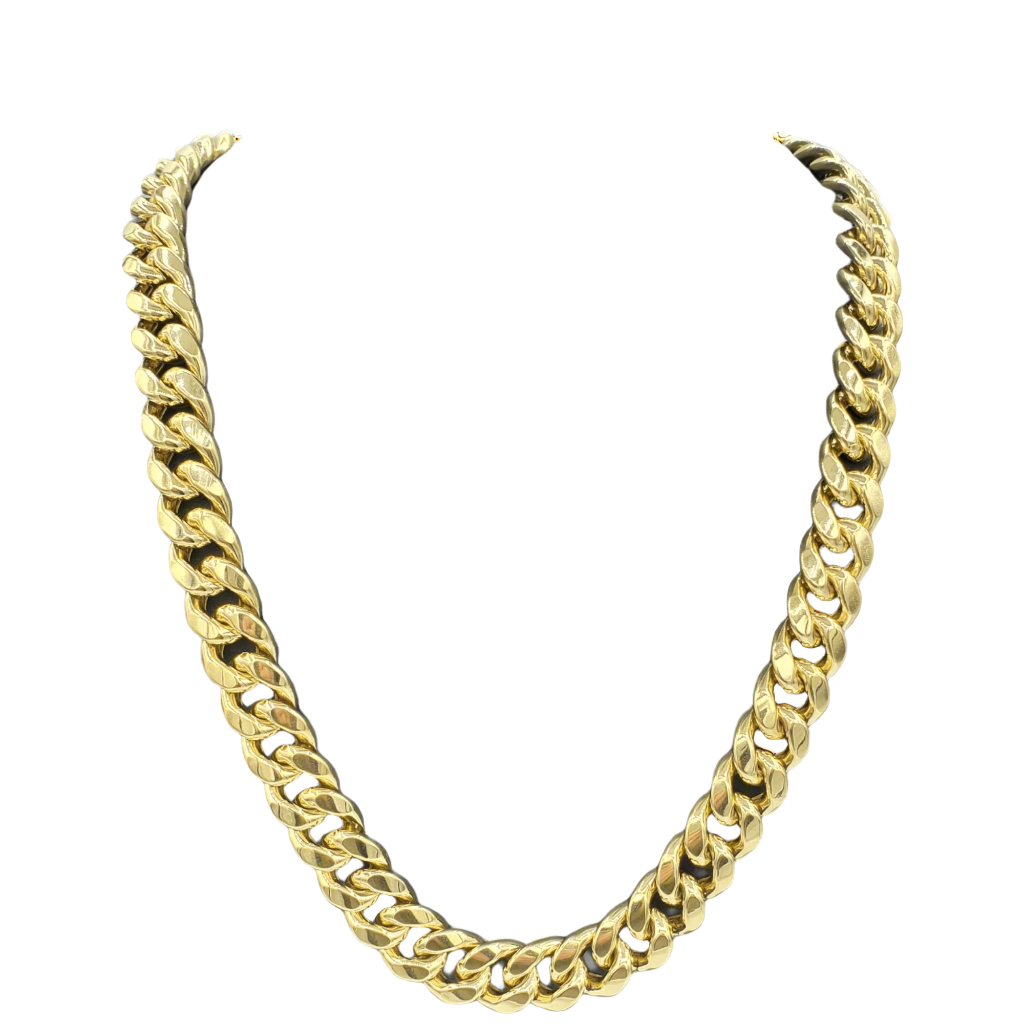 (Copia) Mens  Semi Solid Miami Cuban Link Chain 10K/14K Yellow Gold Fantastic Jewelry NYC