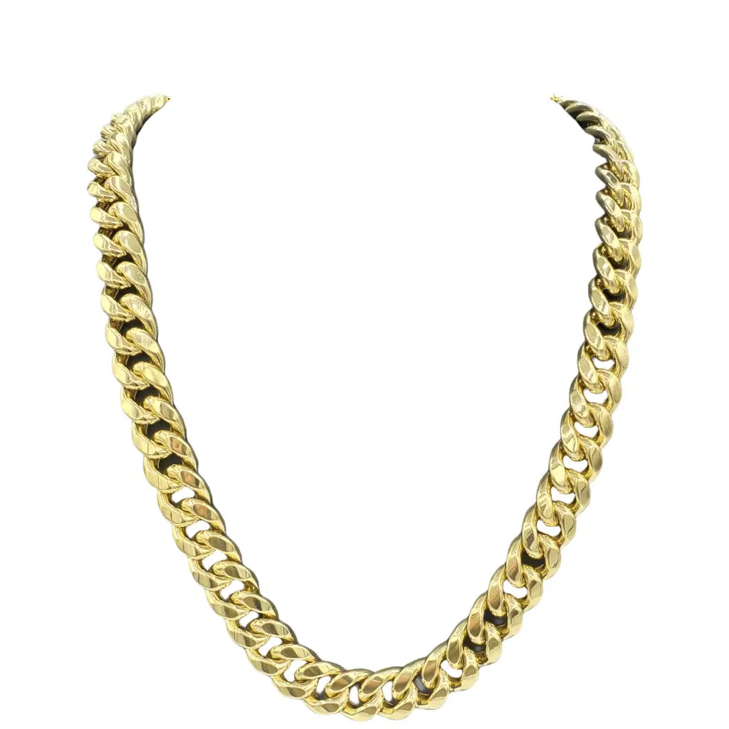 Italian Gold Miami Cuban Link Chain Necklace in 10k/14k Gold