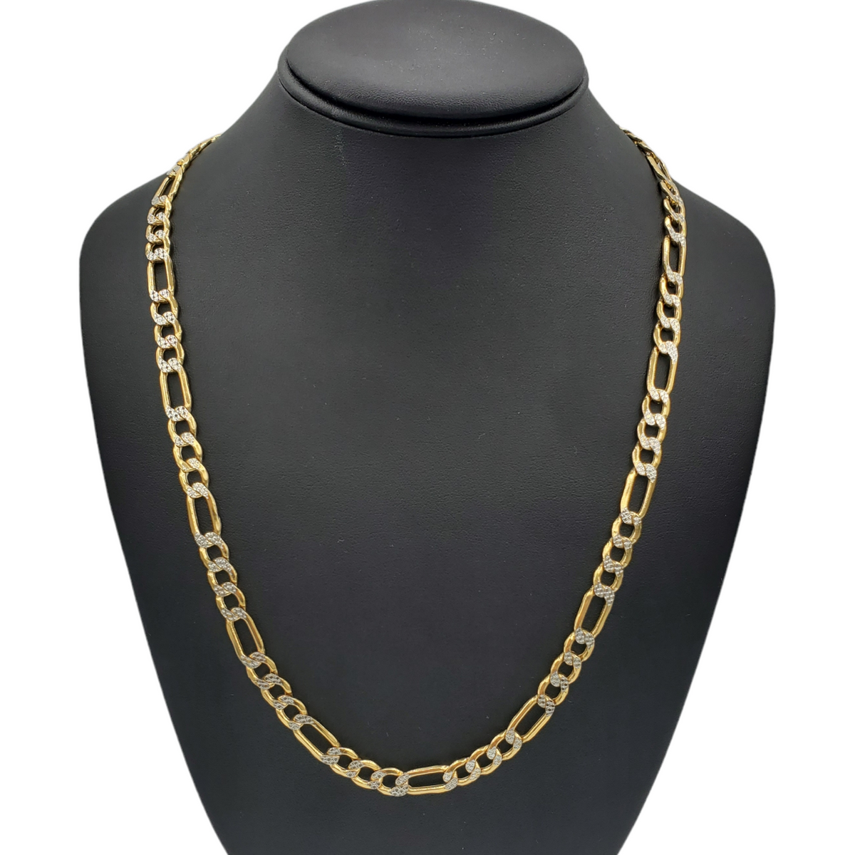 14K Gold- Hollow Figaro Diamond Cut (Pave) Chain Fantastic NYC
