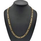 14K Gold- Hollow Figaro Diamond Cut (Pave) Chain