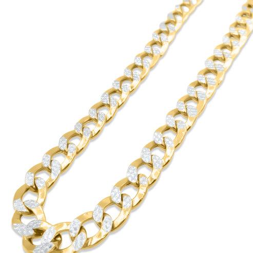 10K Gold- Solid Cuban Link Diamond Cut (Pave) Chain