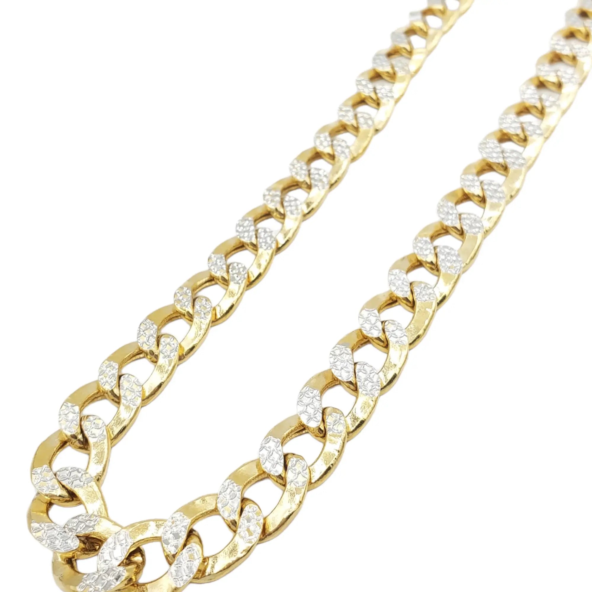 10K Gold- Hollow Cuban Link Diamond Cut (Pave) Chain