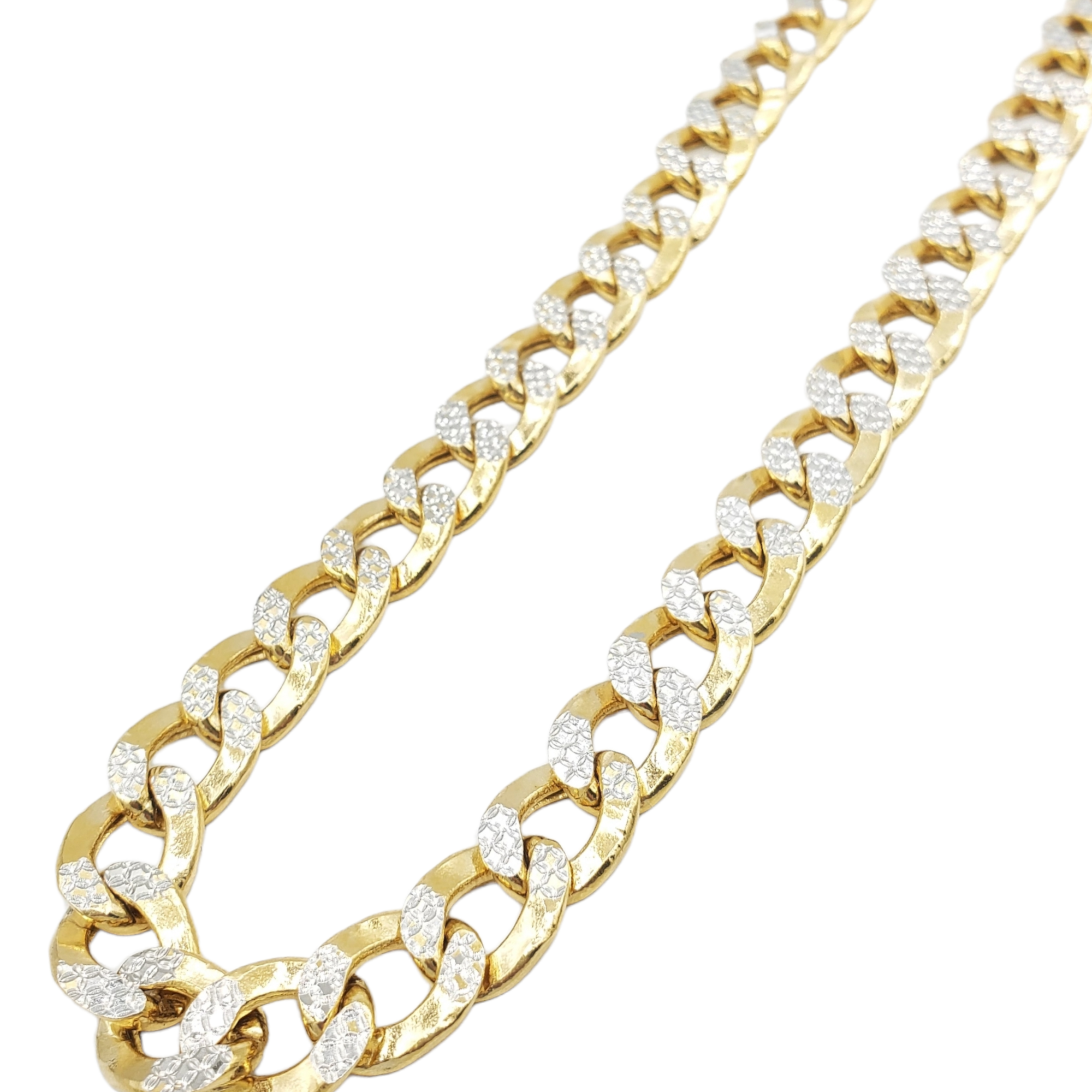 10K Gold- Hollow Cuban Link Diamond Cut (Pave) Chain Fantastic NYC