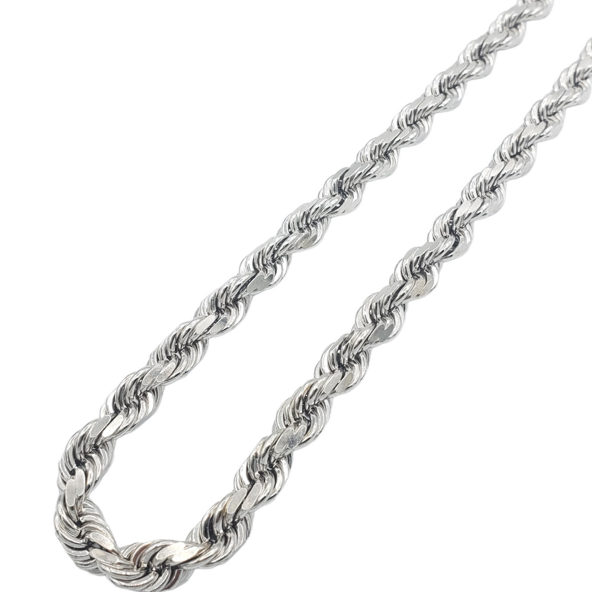10K Gold- Solid Rope Chain (White Gold) Fantastic NYC