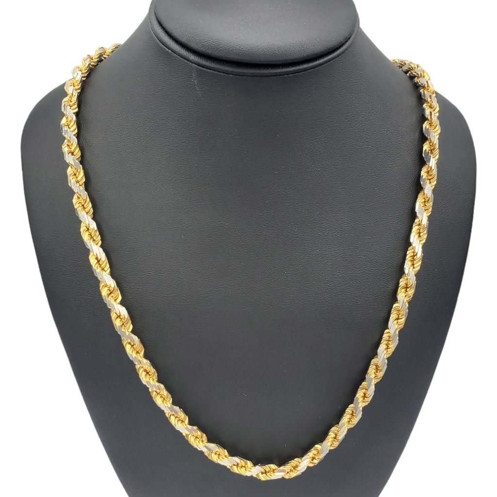 14K Gold- Solid Rope Diamond Cut (Pave) Chain Fantastic NYC