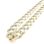 10K Gold- Solid Cuban Link Diamond Cut (Pave) Chain