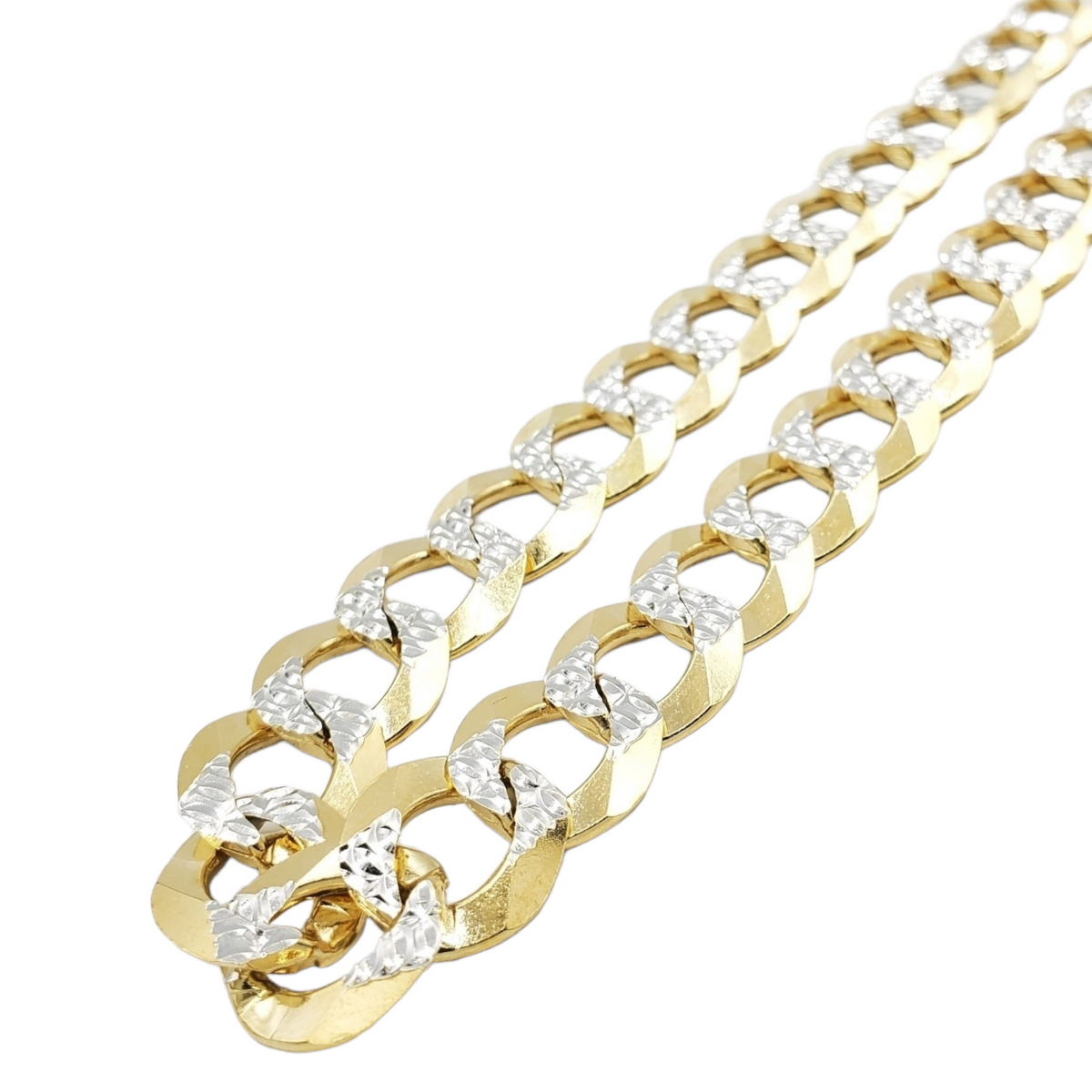 14K Gold- Solid Cuban Link Diamond Cut (Pave) Fantastic NYC