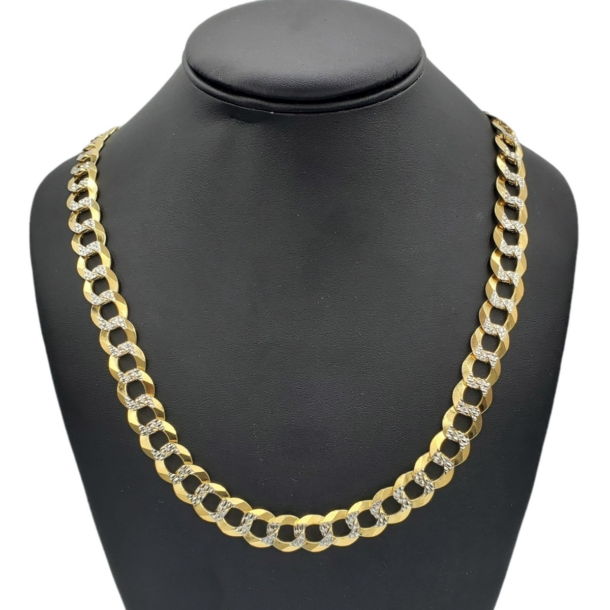 10K Gold- Solid Cuban Link Diamond Cut (Pave) Chain Fantastic NYC