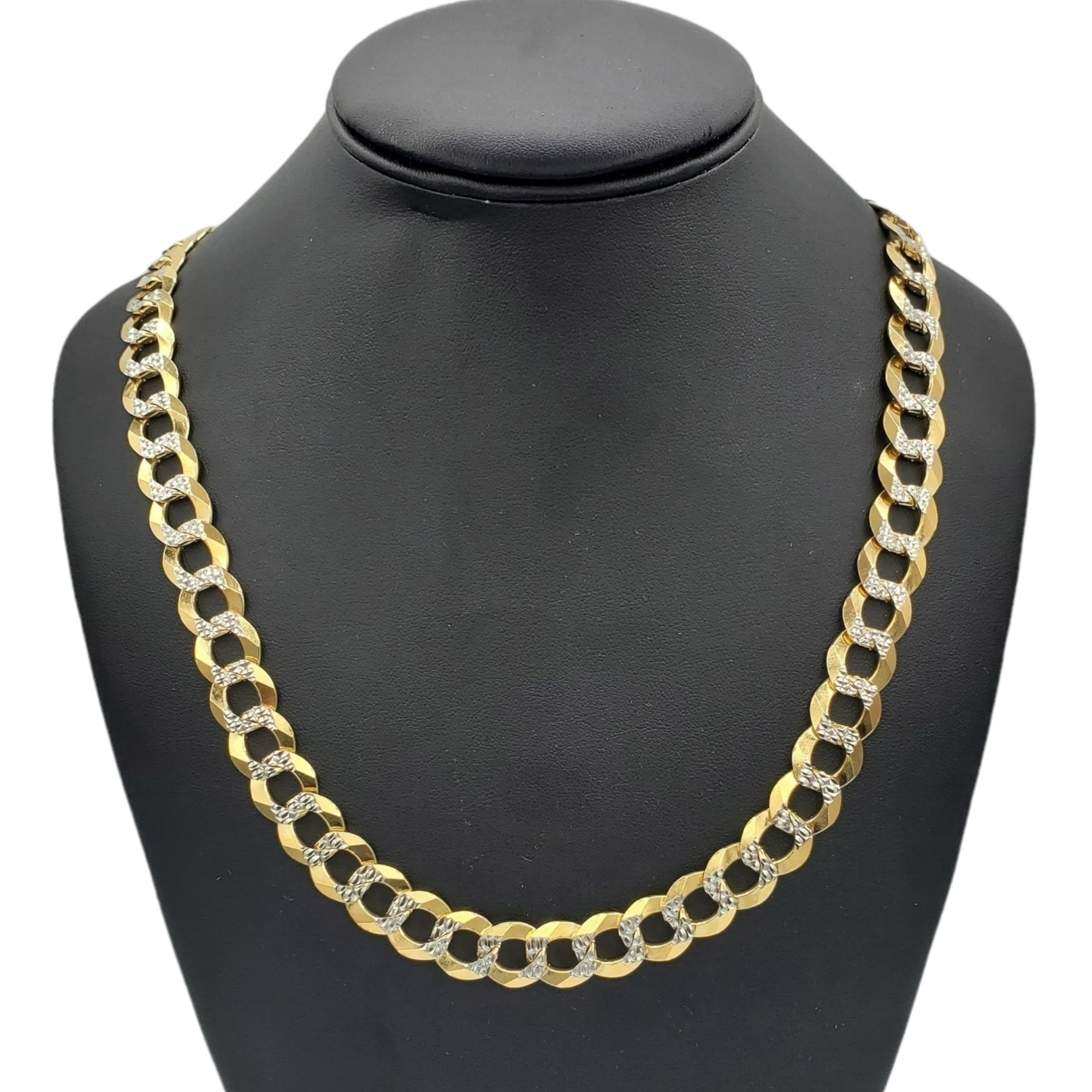 10K Gold- Solid Cuban Link Diamond Cut (Pave) Chain Fantastic NYC