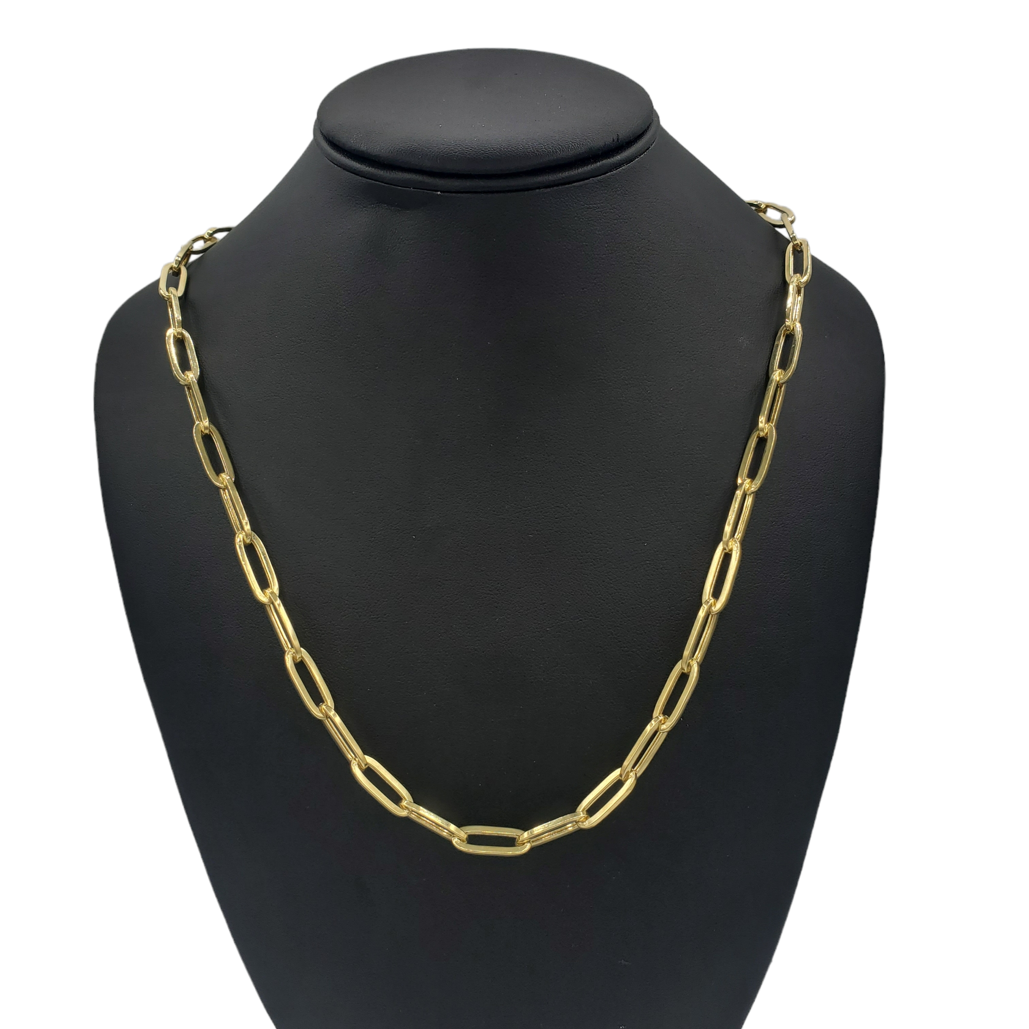 14K Gold- Hollow Paperclip Chain (Yellow Gold) Fantastic NYC