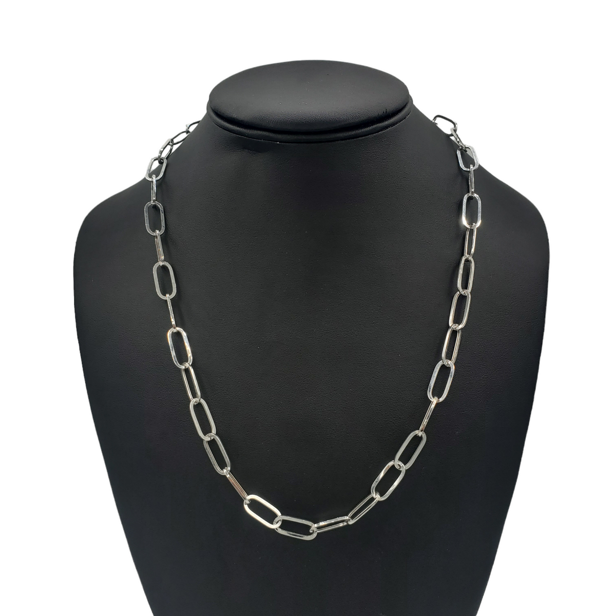 14K Gold- Hollow Paperclip Chain (White Gold) Fantastic NYC
