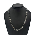 14K Gold- Hollow Paperclip Chain (White Gold) Fantastic NYC