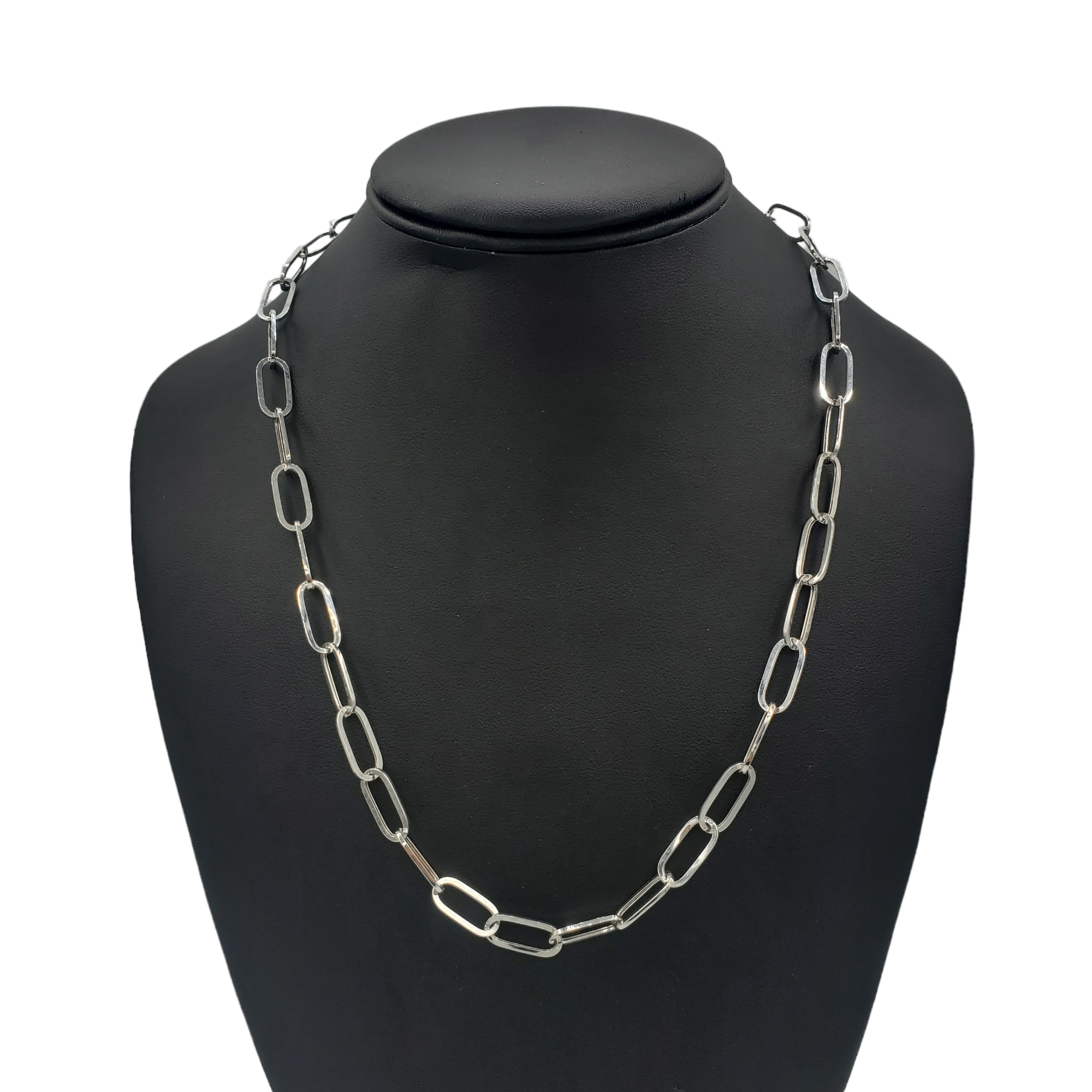 14K Gold- Hollow Paperclip Chain (White Gold) Fantastic NYC