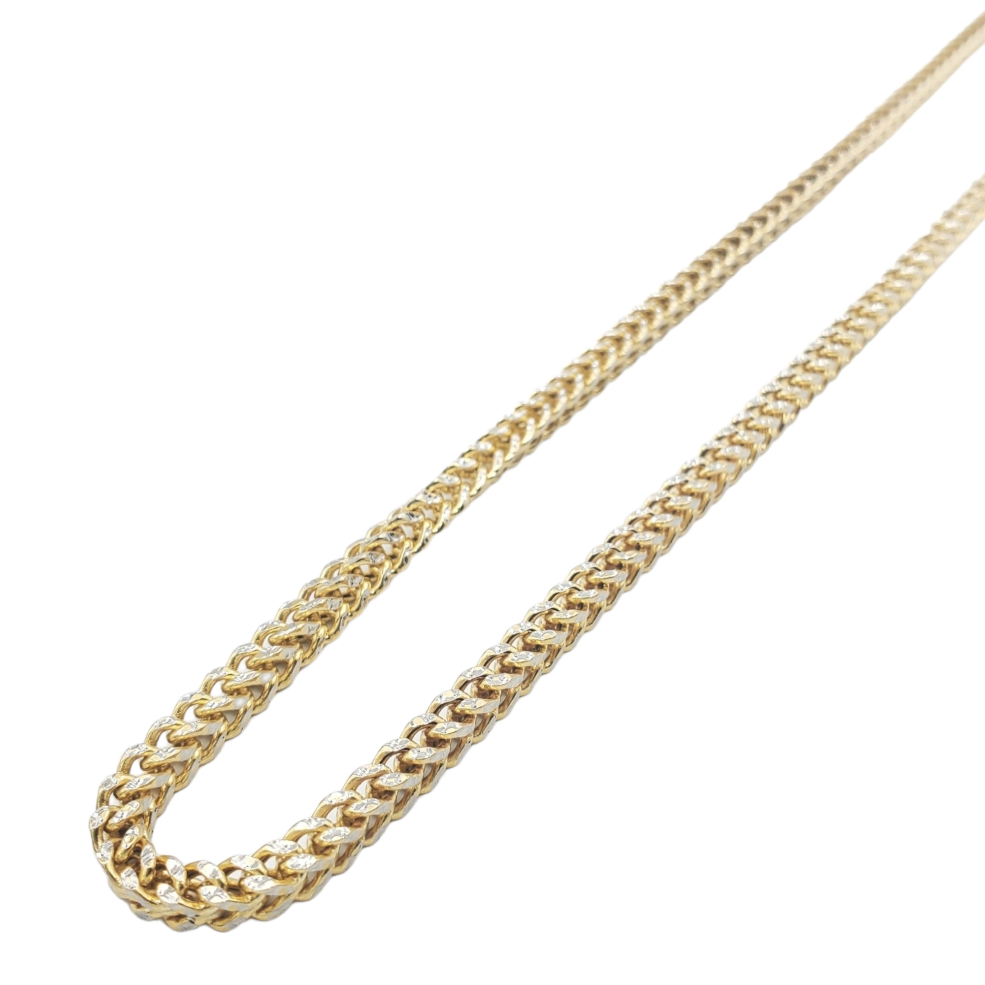 10K Gold- Hollow Franco Diamond Cut (Pave) Chain Fantastic NYC