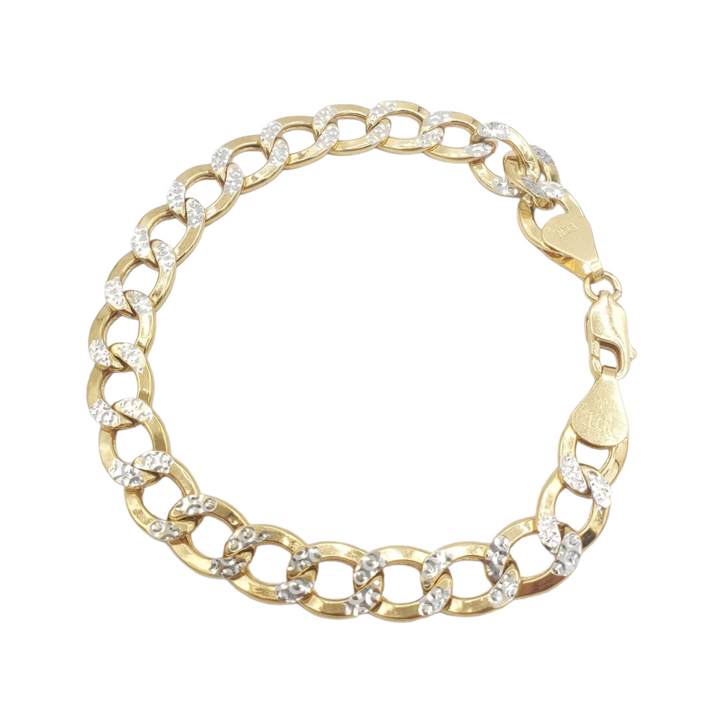 10K Gold- Hollow Cuban Link Diamond Cut (Pave) Bracelet Fantastic NYC
