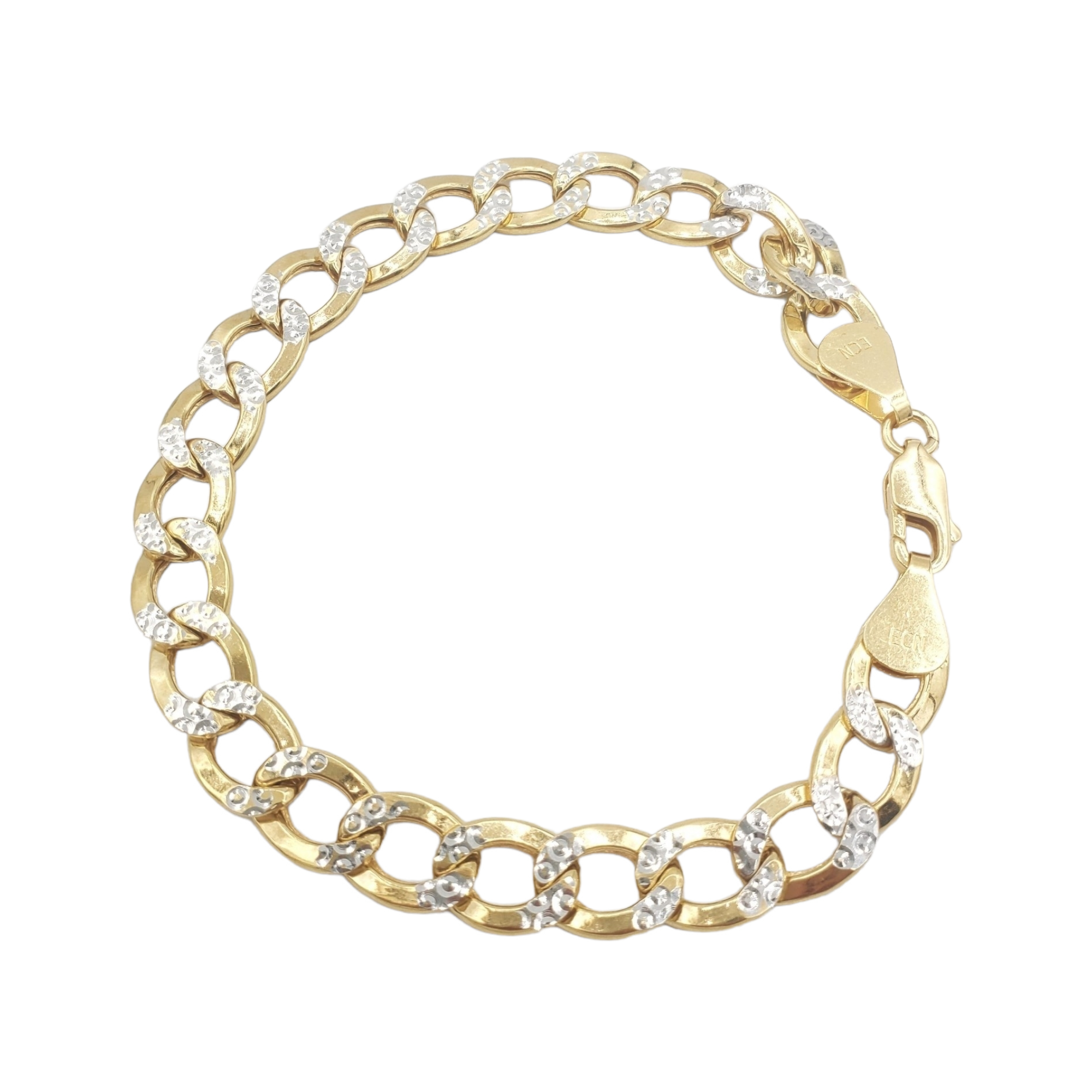 10K Gold- Hollow Cuban Link Diamond Cut (Pave) Bracelet Fantastic NYC