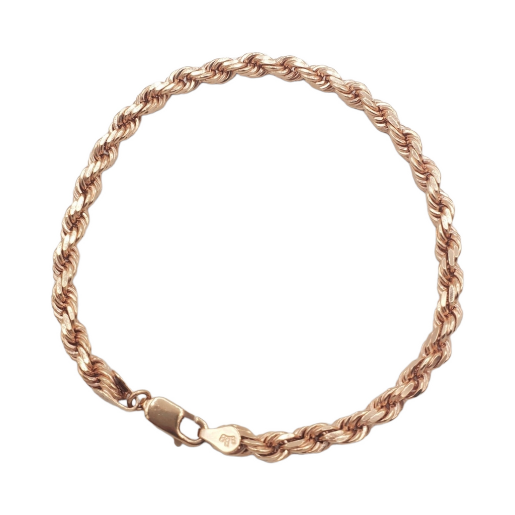 10K Rose Gold- Solid Rope Bracelet Fantastic NYC