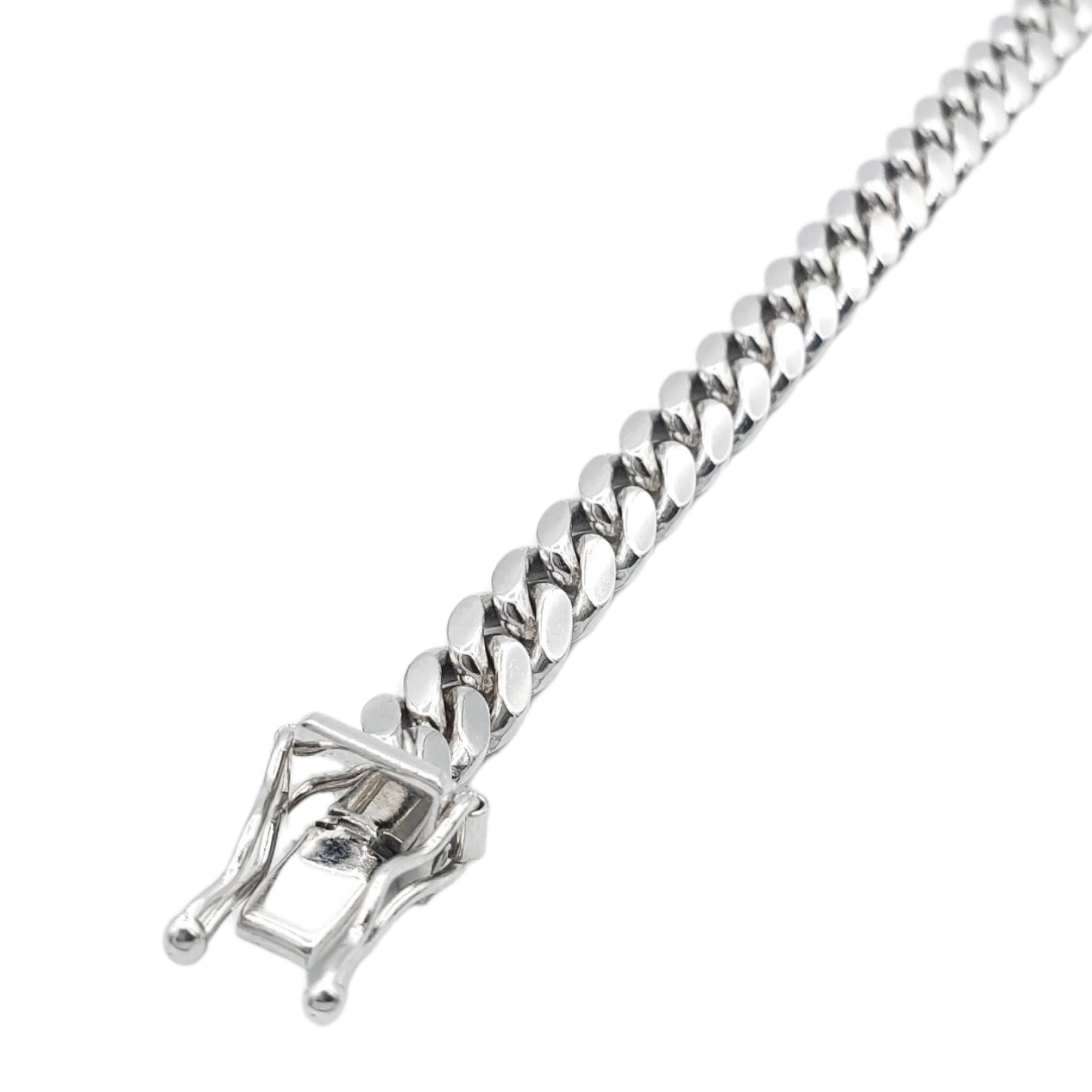 14K White Gold- Solid Miami Cuban Bracelet Fantastic NYC