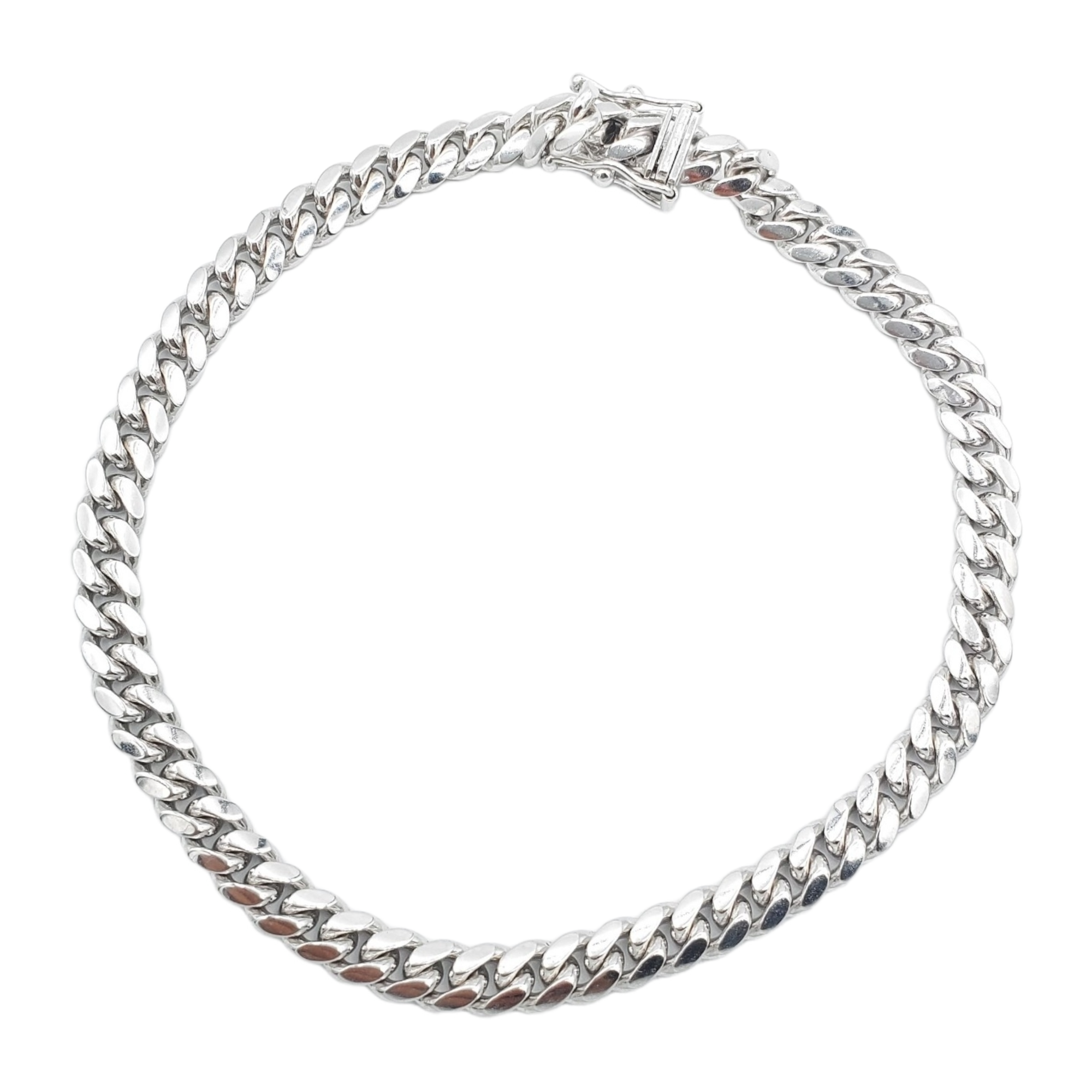 14K White Gold- Solid Miami Cuban Bracelet Fantastic NYC