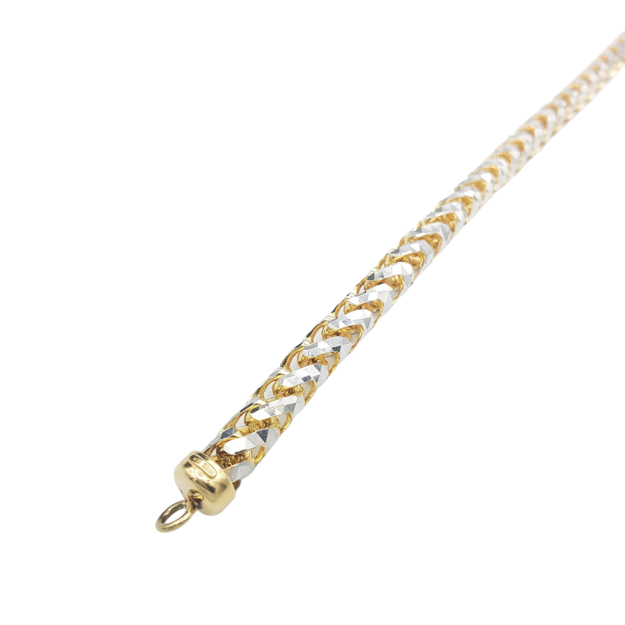 14K Solid Yellow Gold (Pave) Diamond Cut- Franco Bracelet Fantastic NYC