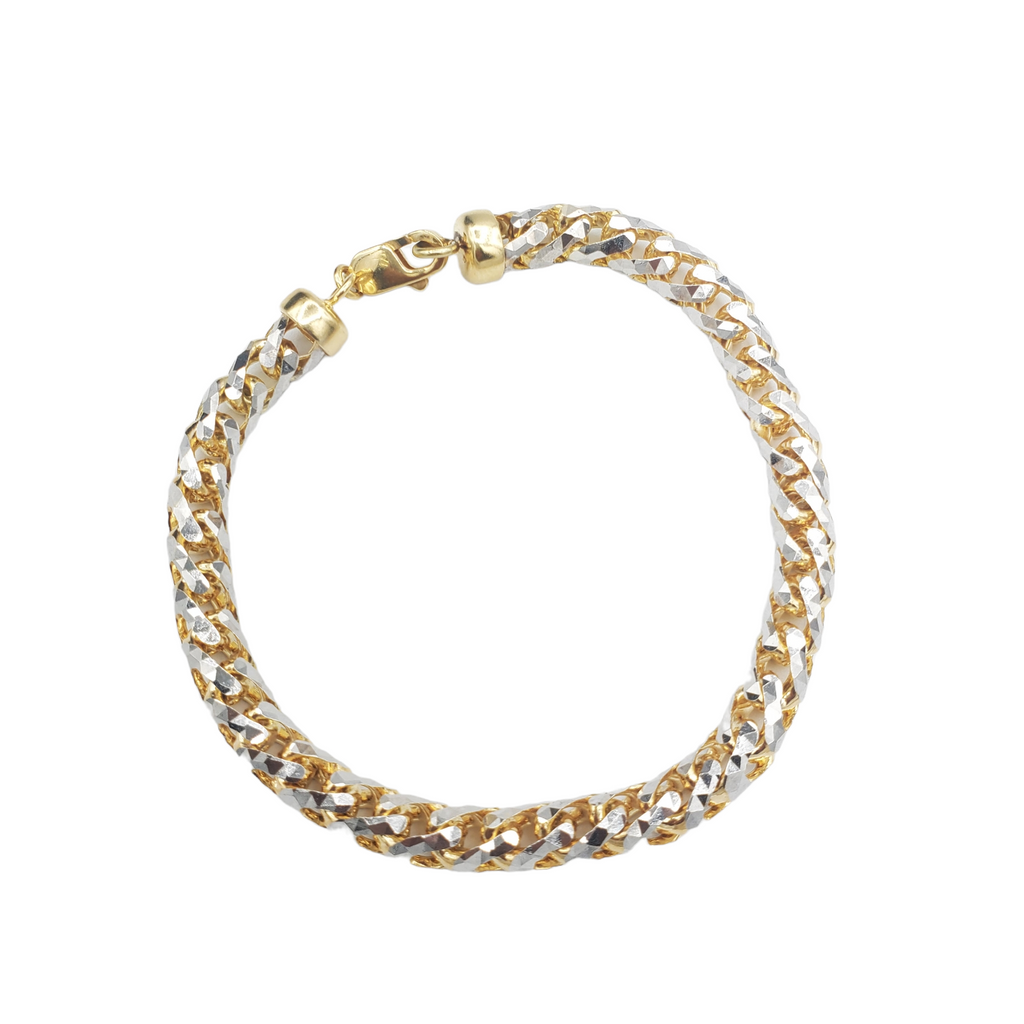 14K Solid Yellow Gold (Pave) Diamond Cut- Franco Bracelet Fantastic NYC