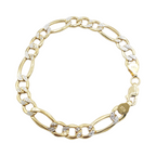 14K Yellow Gold Diamond Cut (Pave) - Hollow Figaro Bracelet Fantastic NYC