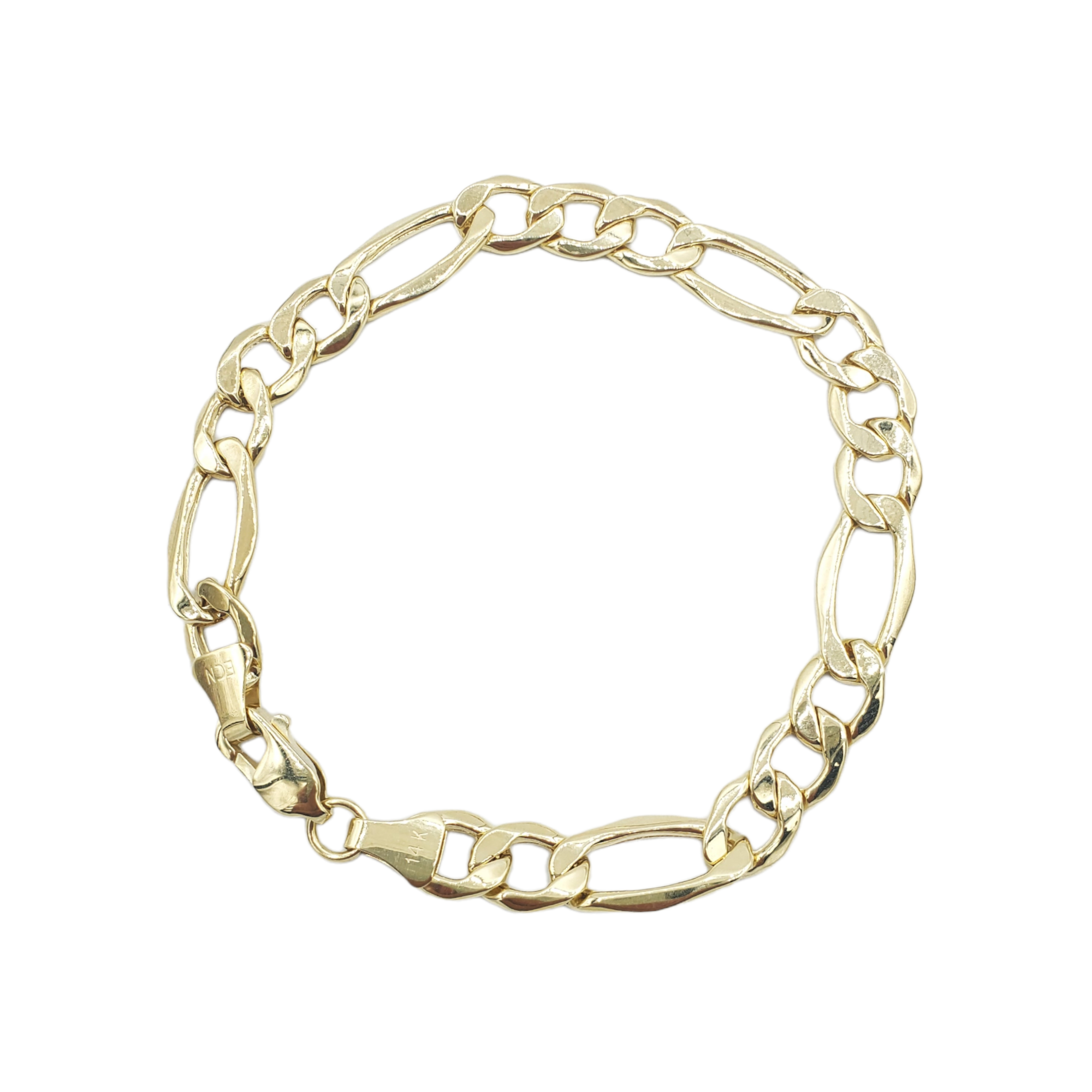 14K Yellow Gold - Hollow Figaro Bracelet Fantastic NYC