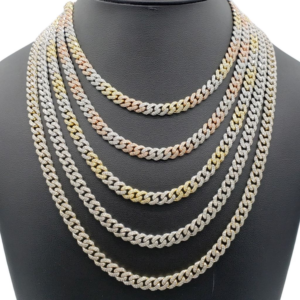 10K Gold- Iced Out Diamond Miami Cuban Chains (7mm) Fantastic NYC
