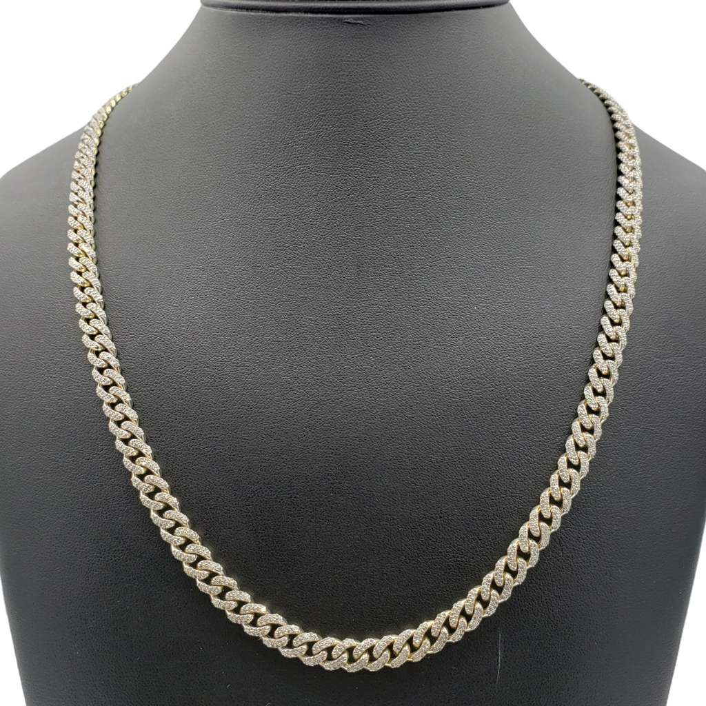 10K Gold- Iced Out Diamond Miami Cuban Chains (7mm) Fantastic NYC