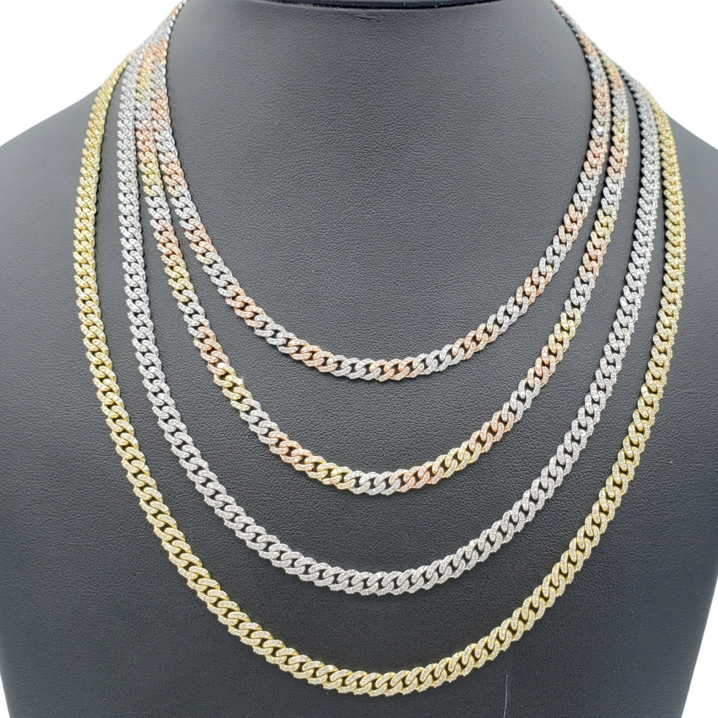10K Gold- Iced Out Diamond Miami Cuban Chains (5mm) Fantastic NYC