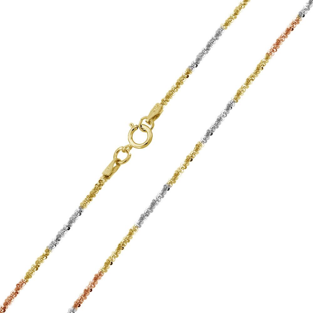 Multi Plated 925 Sterling Silver Diamond Cut Roc 025 Chain or Bracelet 1.3mm - CH261 MUL SPI