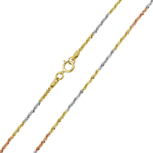 Multi Plated 925 Sterling Silver Diamond Cut Roc 025 Chain or Bracelet 1.3mm - CH261 MUL SPI
