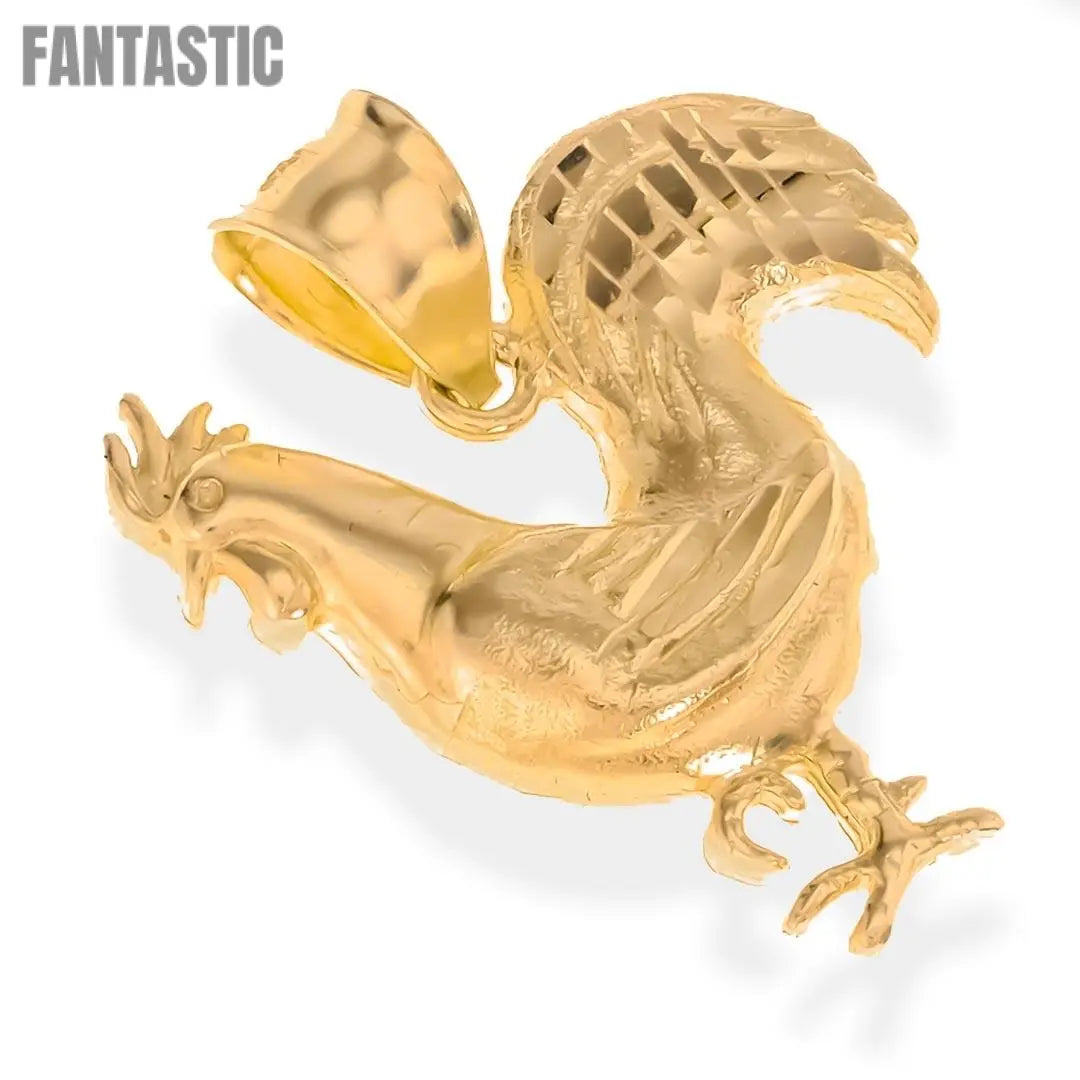 Real 14k Gold Rooster Charm Pendant | 14K Gold Fantastic Jewelry NYC