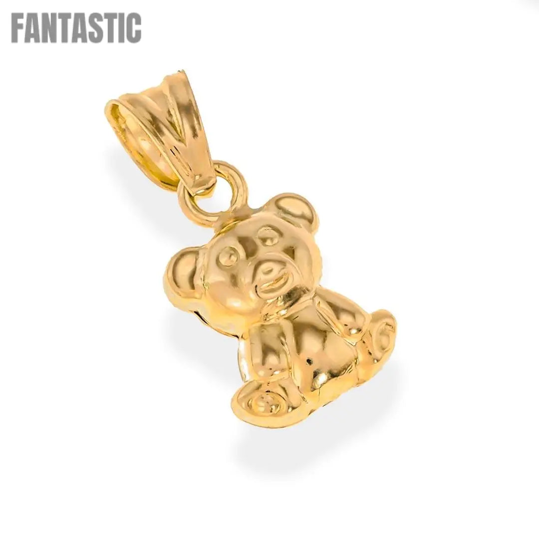 Real Gold 14K Tiny Teddy Bear Pendant | 14K Gold Fantastic Jewelry NYC