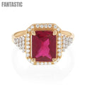 Anillo con detalles de rubí rojo | Oro de 14 quilates con circonita cúbica