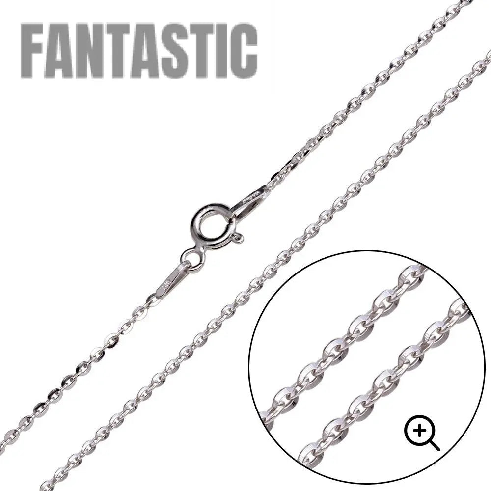Rhodium Plated 925 Sterling Silver Flat Oval Link Chain 1.4mm - CH454 RH Fantastic NYC