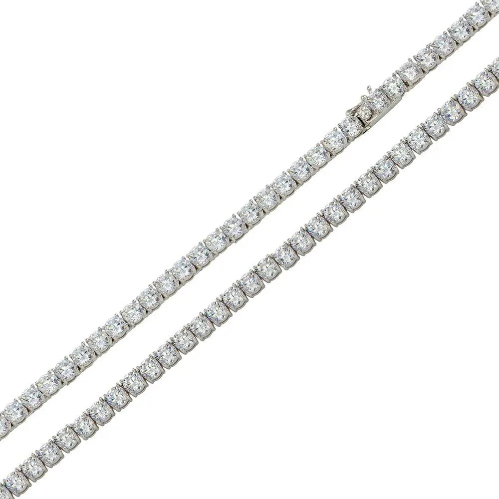Rhodium Plated 925 Sterling Silver Round CZ Link Chains 3mm - CHCZ115 RH Fantastic NYC