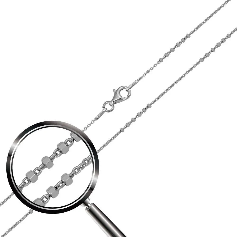 Rhodium Plated DC Beaded Link Chain 1.5mm - CH485 RH Fantastic NYC