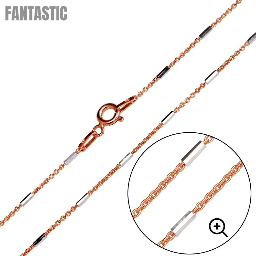 Rose Gold Plated 925 Sterling Silver 6 Sided Diamond Cut Tube Chains 1.1mm - CH181 RGP Fantastic NYC