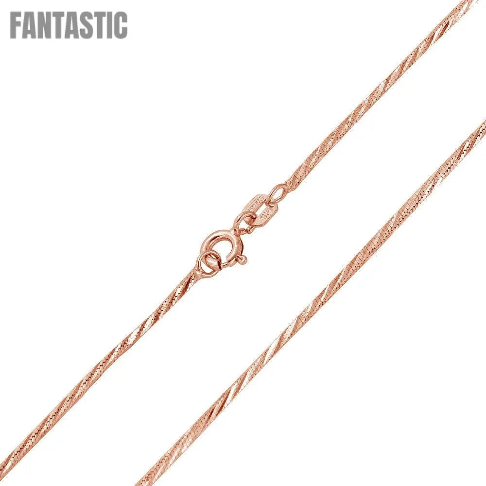 Rose Gold Plated 925 Sterling Silver Snake 4 Sided DC 025 Chain 0.9mm - CH174 RGP Fantastic NYC