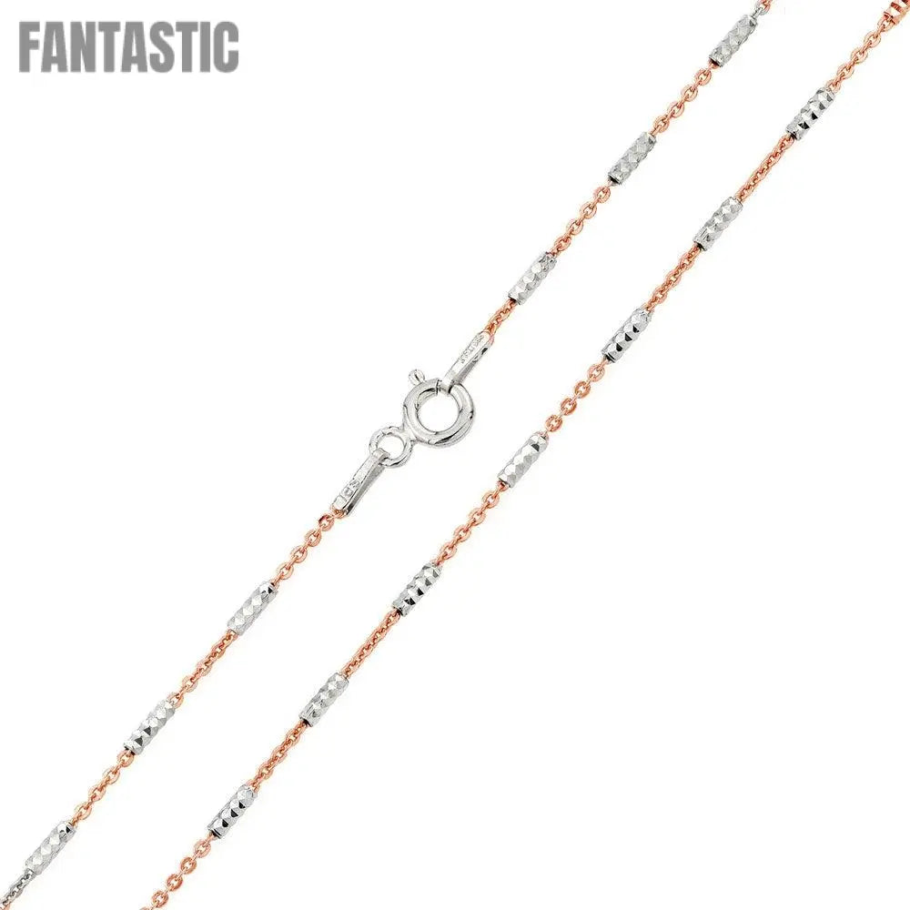 Rose Gold Plated 925 Sterling Silver Tube Brite P-W DC Chain 1.3mm - CH172 RGP Fantastic NYC