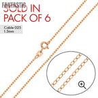 Rose Gold Plated Cable 025 Chain 1.3mm (6-Pack) - CH171 RGP Fantastic NYC