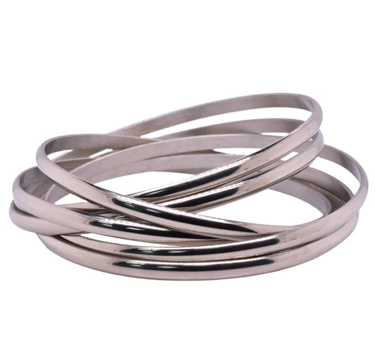 Stainless Steel Silver 7 Day 3.5mm Bangle - SBB00023 Fantastic Jewelry NYC