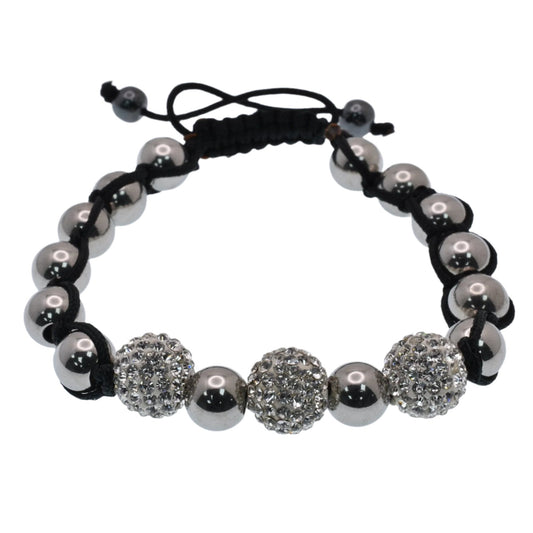 Stainless Steel Gunmetal and Crystal Shamballa Bracelet - SBB00031 Fantastic Jewelry NYC
