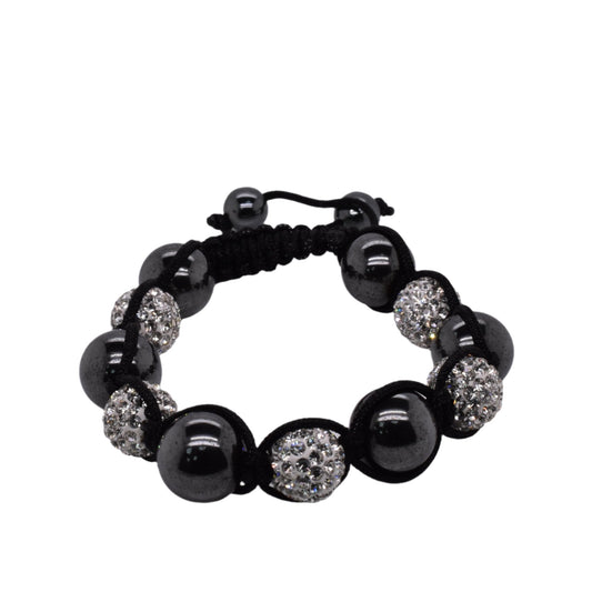 Stainless Steel Hemetite and Crystal Shamballa Bracelet - SBB00032 Fantastic Jewelry NYC