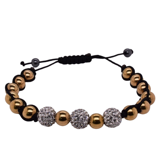 Stainless Steel Yellow and Crystal Shamballa Bracelet - SBB00034 Fantastic Jewelry NYC