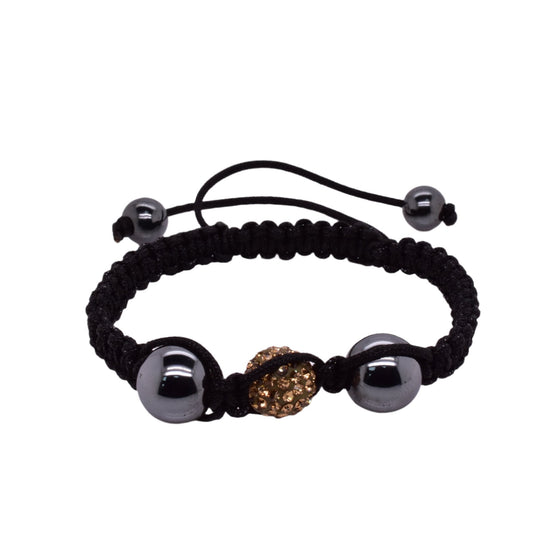Stainless Steel Yellow Crystal and Hematite Shamballa Cord Bracelet - SBB00044 Fantastic Jewelry NYC