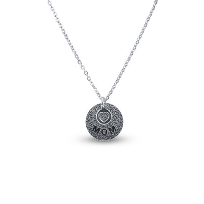 Rhodium Plated 925 Sterling Silver Mom and Heart Cutout Necklace Pendant - SOP00178 SPI