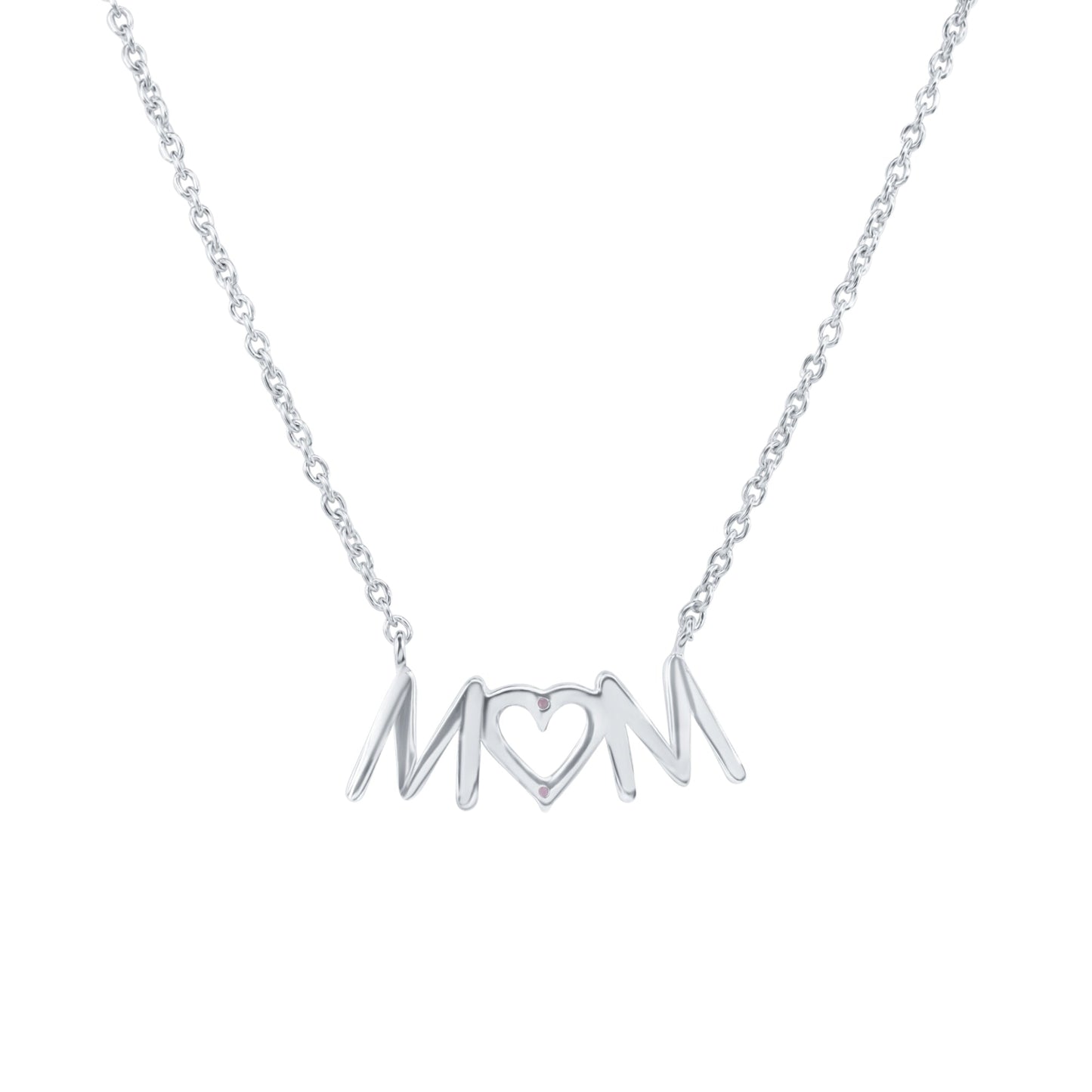 Rhodium Plated 925 Sterling Silver Mom Heart Clear CZ Necklace Pendant - SOP00184 SPI