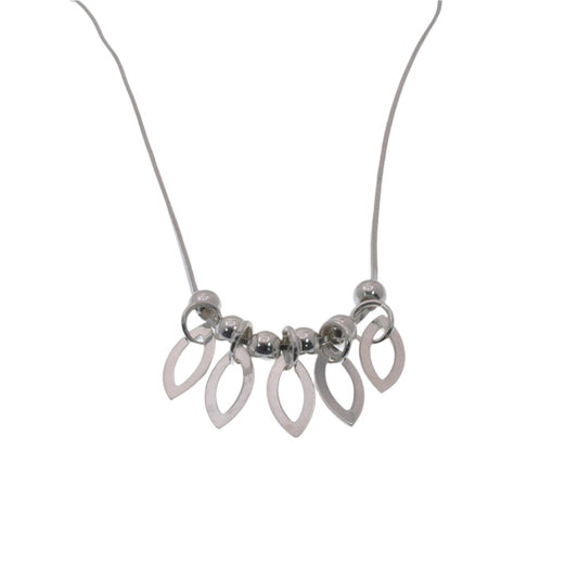 High Polish 925 Sterling Silver Dainty Multi Almond Shaped Dangle Large Bead Necklace- SPN00009-LG Fantastic Jewelry NYC